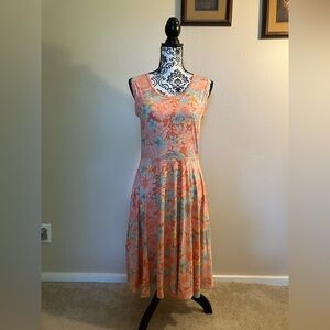 LuLaRoe Nikki Pink and Blue Sleeveless V-neck Sundress